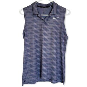Nike Dri-FIT Sleeveless Golf Polo Shirt Gray Womens M Tank Top Athletic Sporty